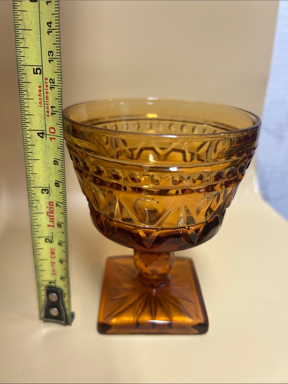 Vintage amber Indiana Glass Park Lane goblets / wine glasses, a set of 4 - Picture 8 of 9
